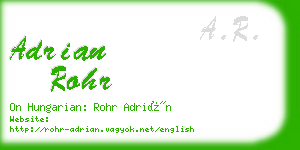 adrian rohr business card